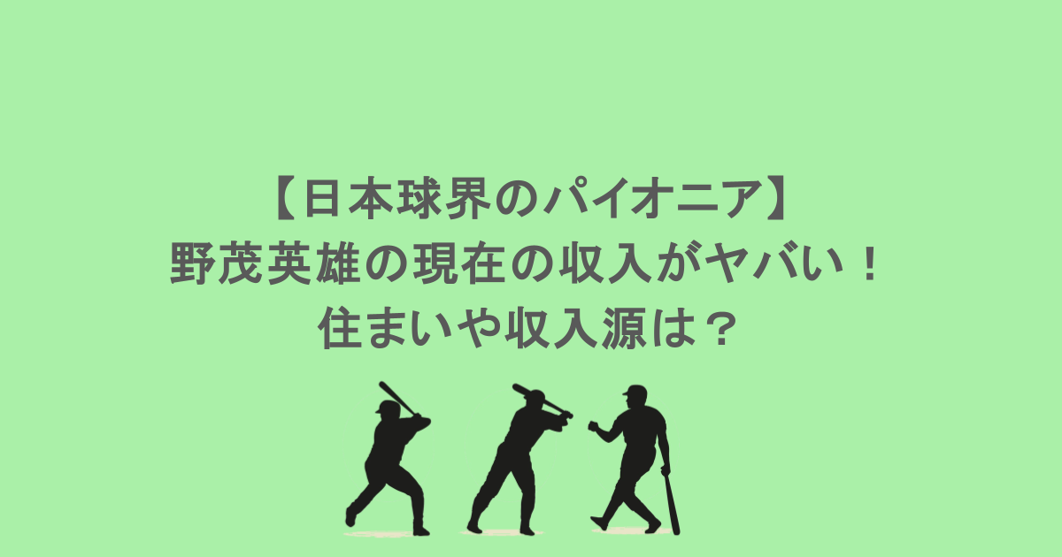 【日本球界のパイオニア】野茂英雄の現在の収入がヤバい!住まいや収入源は?