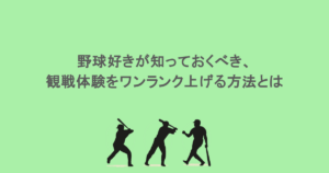野球好きが知っておくべき、観戦体験をワンランク上げる方法とは